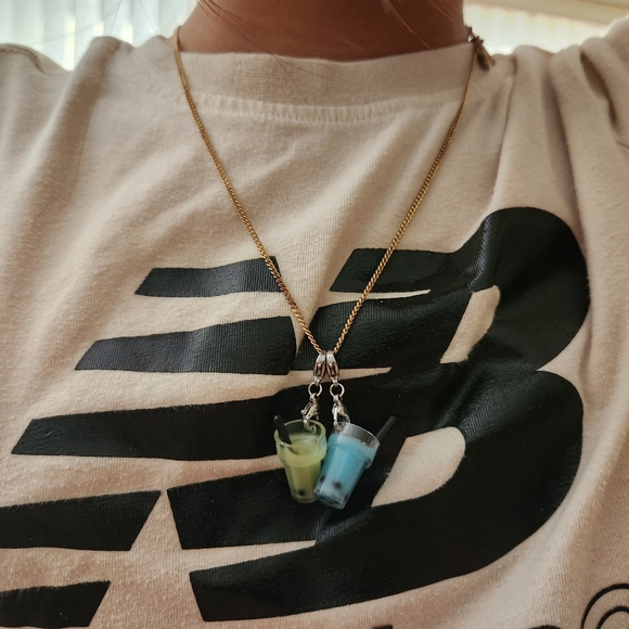 Set of 10 Bubble Tea Bracelet Charm Necklace Pendant with Silver Clasp - Picture 5 of 7